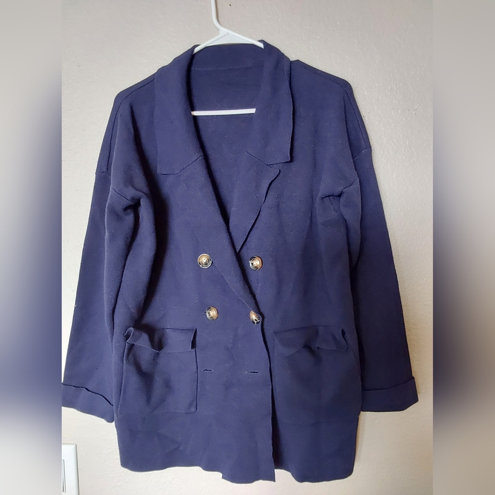 Women's size Large Navy Blue Blazer - Picture 2 of 7